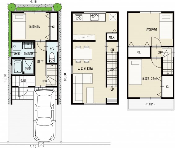 土地図＋建物プラン例